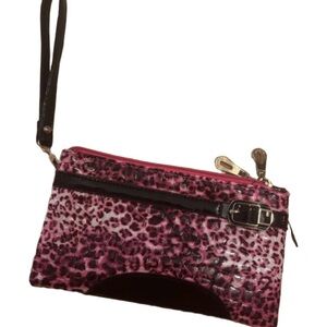 Y2K Pink Leopard Print Wristlet Clutch